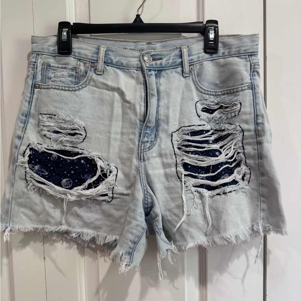Upcycled Patchwork American Eagle Jean Shorts